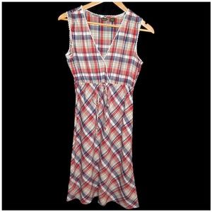 Eddie Bauer plaid midi sleeveless dress size 4